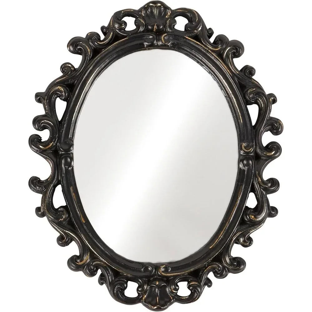 Black Filigree Gothic Oval Mirror Mini Size 7.75